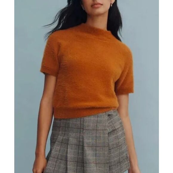 Anthropologie Pilcro Mock Neck Eyelash Sweater Baby Tee NWT Sz. S - Picture 1 of 3